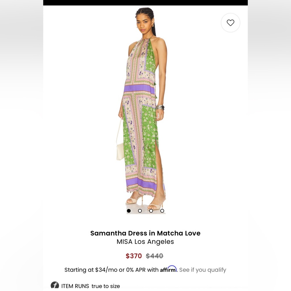 Misa Los Angeles Vibrant Green and Purple Dress